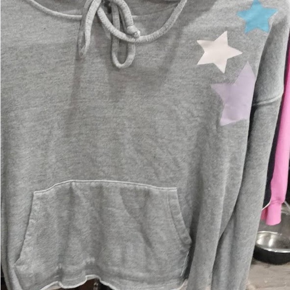 Wildfox Heather Gray Hoodie with Star Details